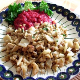 Grünkern s tofu a červeným pyré